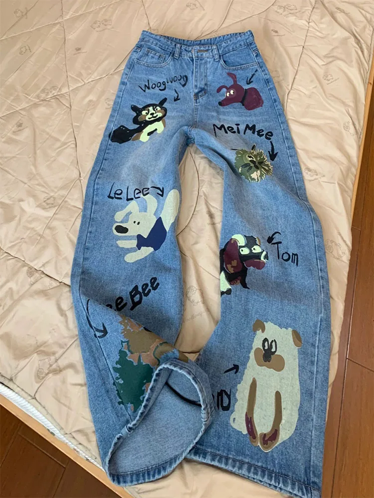 Harajuku Fashion Wide Leg Pants Letter Print Cartoon Graphic Jeans High Street Blue Denim Pants Hiphop Women Casual Streetwear
Harajuku Fashion Wide Leg Pants Letter Print Cartoon Graphic Jeans High Street Blue Denim Pants Hiphop Women Casual Streetwear