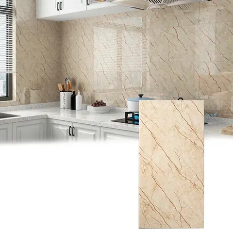 Marble Grain Wall Sticker Imitation Marble Wall Panels Diy Self-adhesive Waterproof Wallpaper For Home Bathroom Decoration