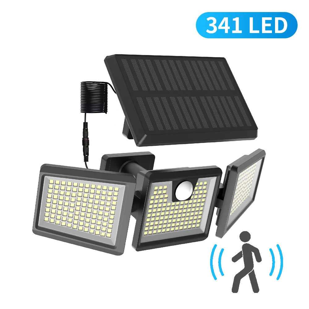 341 LED Solar Motion Sensor Light 3500LM 270 Wide Angle 3 Adjustable Heads Lamp 5m Cable IP65 2200mAh
341 LED Solar Motion Sensor Light 3500LM 270 Wide Angle 3 Adjustable Heads Lamp 5m Cable IP65 2200mAh