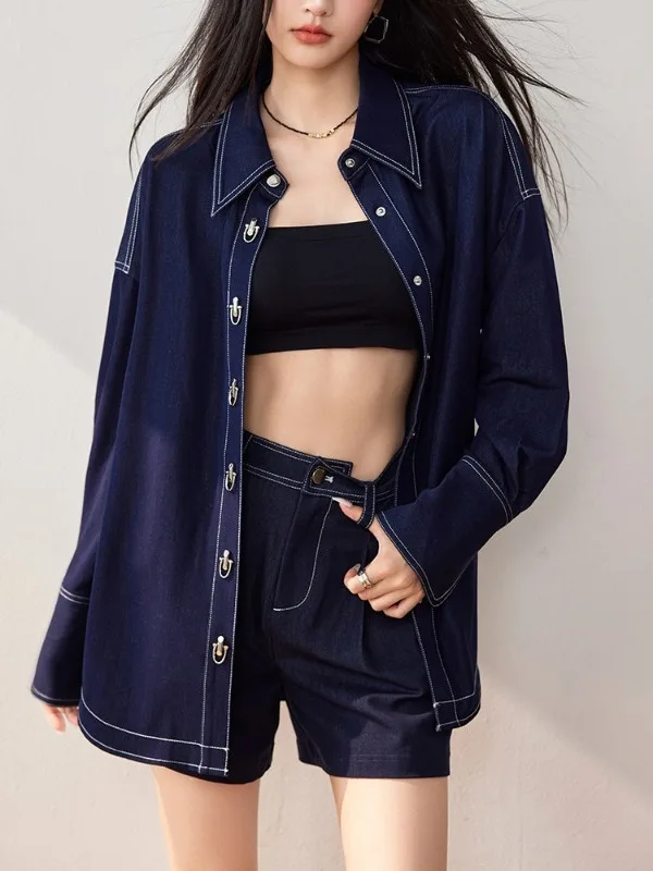 Fall 2025 Women's Casual Loose Blue Denim irt Turn-down Collar Faionable Versatile Long Sve V-ne T Top
Fall 2025 Women's Casual Loose Blue Denim irt Turn-down Collar Faionable Versatile Long Sve V-ne T Top