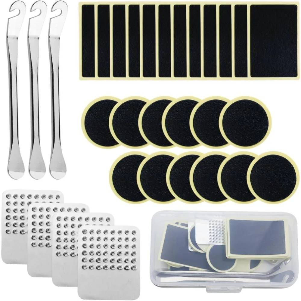 32PCS Universal Bike Tyre Puncture Repair Kit Glueless Self-Adhesive Patches Metal Rasps Tyre Levers for MTB Road Bikes
32PCS Universal Bike Tyre Puncture Repair Kit Glueless Self-Adhesive Patches Metal Rasps Tyre Levers for MTB Road Bikes