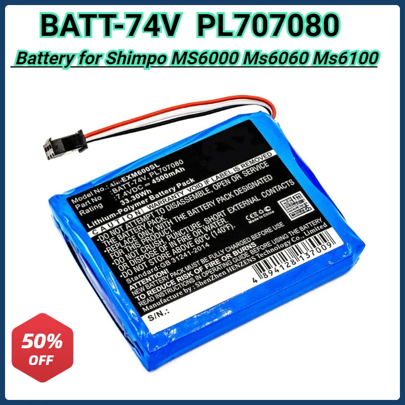 4500mAh Storage Oscilloscopes Battery for Extech MS6000 Ms6060 Ms6100 Ms6200 MS6000 Oscilloscope BATT-74V PL707080 Shimpo Ms6000
4500mAh Storage Oscilloscopes Battery for Extech MS6000 Ms6060 Ms6100 Ms6200 MS6000 Oscilloscope BATT-74V PL707080 Shimpo Ms6000