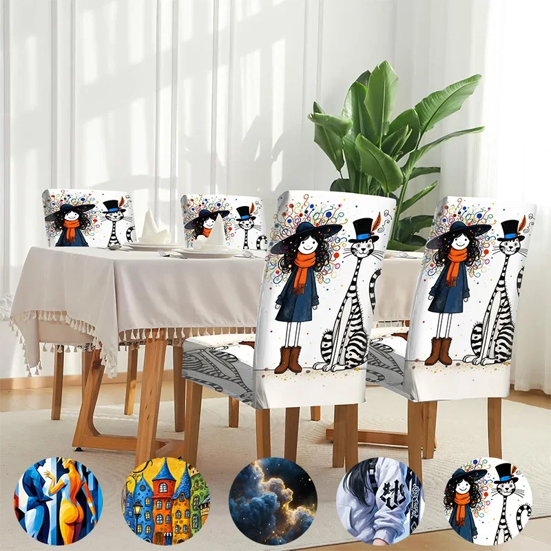 Stretch Dining Chair Cover Dream Illustration of Girl and Elegant Cat Removable, Washable, Home Dining Chair Cover
Stretch Dining Chair Cover Dream Illustration of Girl and Elegant Cat Removable, Washable, Home Dining Chair Cover