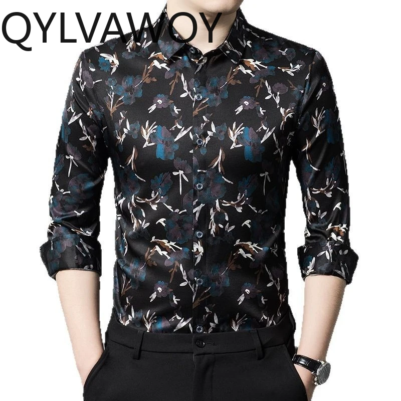 QYLVAWOY 92.5% Mulberry Silk Men's Shirts High Quality Shirts Long Sleeve Shirt Floral Shirts for Man Spring Autumn Man Clothing
QYLVAWOY 92.5% Mulberry Silk Men's Shirts High Quality Shirts Long Sleeve Shirt Floral Shirts for Man Spring Autumn Man Clothing