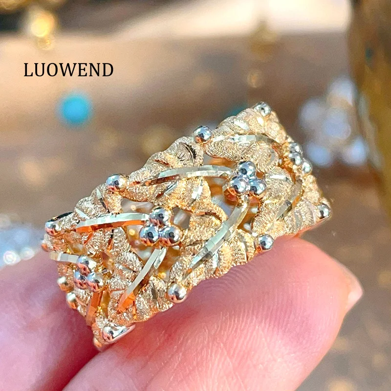 LUOWEND 100% 18K Yellow Gold Rings 10mm Width Ring Luxury Elegant Design Vintage Palace Style High Party Jewelry for Women
LUOWEND 100% 18K Yellow Gold Rings 10mm Width Ring Luxury Elegant Design Vintage Palace Style High Party Jewelry for Women