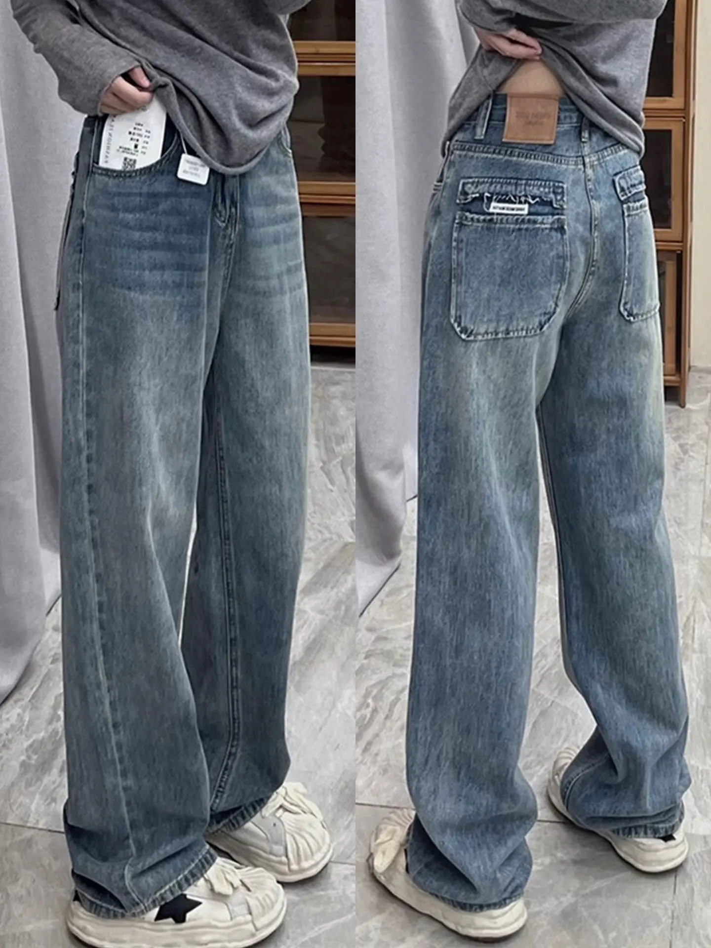 High Waist Wide Leg Denim Jeans Women's Spring Autumn Loose plus Size Pear ape Body Slim Straight Tube Pants
High Waist Wide Leg Denim Jeans Women's Spring Autumn Loose plus Size Pear ape Body Slim Straight Tube Pants