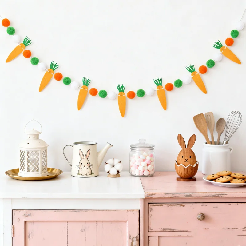 Easter Wool Balls Carrot Banner Non Woven Fabric Hanging Ornament Happy Easter Birthday Party Home Background Decor Supplies
Easter Wool Balls Carrot Banner Non Woven Fabric Hanging Ornament Happy Easter Birthday Party Home Background Decor Supplies