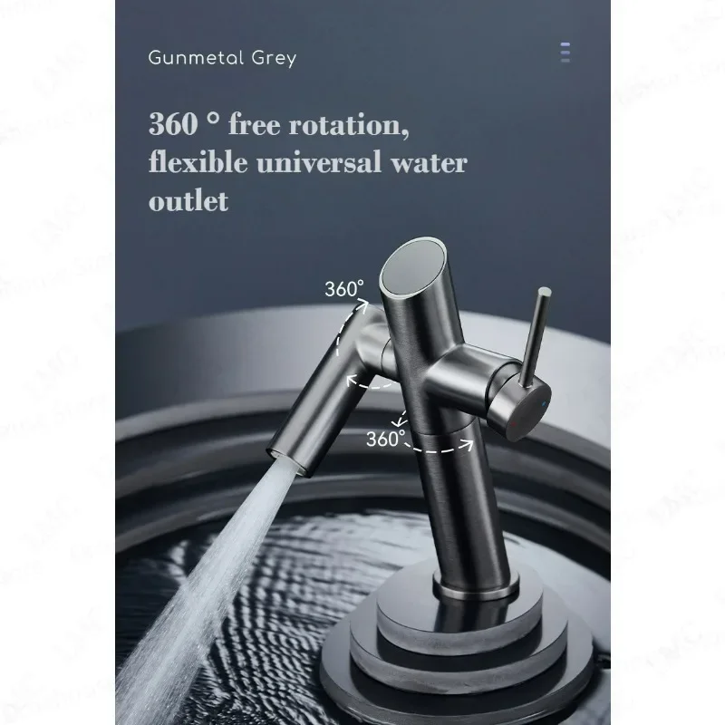 Matte Black Single Handle Bathroom Faucet 360° Rotating Multifunctional Vessel Sink Tap with Double Modes Cold Mixing
Matte Black Single Handle Bathroom Faucet 360° Rotating Multifunctional Vessel Sink Tap with Double Modes Cold Mixing
