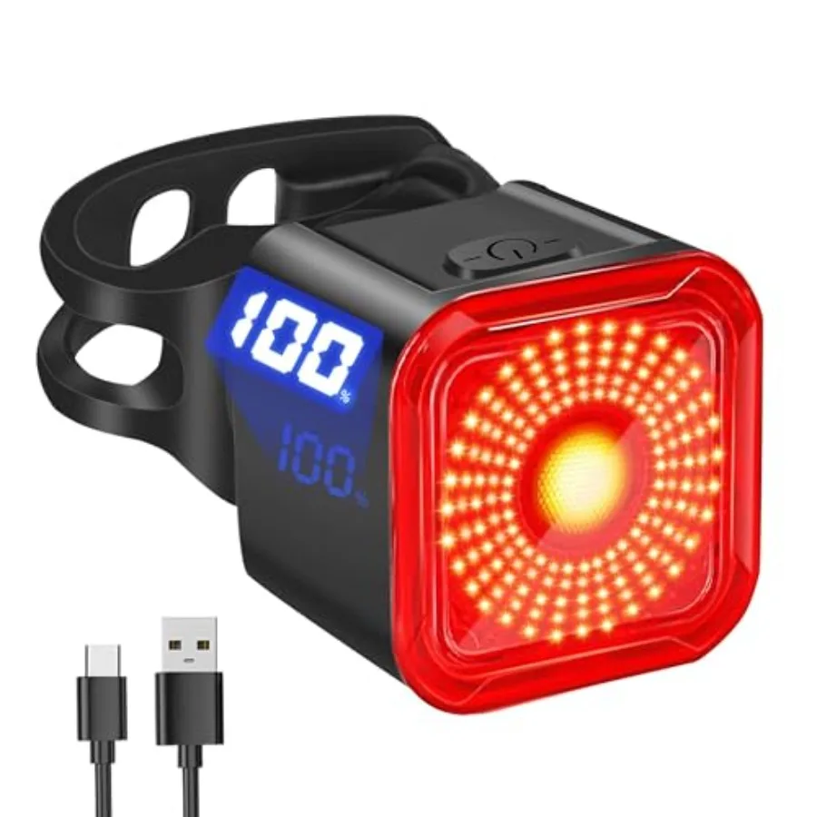 Bike Tail Light with LED Display Screen, USB-C Rechargeable 6 Light Modes, IP55 Waterproof Bicycle Taillight for Night Riding,
Bike Tail Light with LED Display Screen, USB-C Rechargeable 6 Light Modes, IP55 Waterproof Bicycle Taillight for Night Riding,