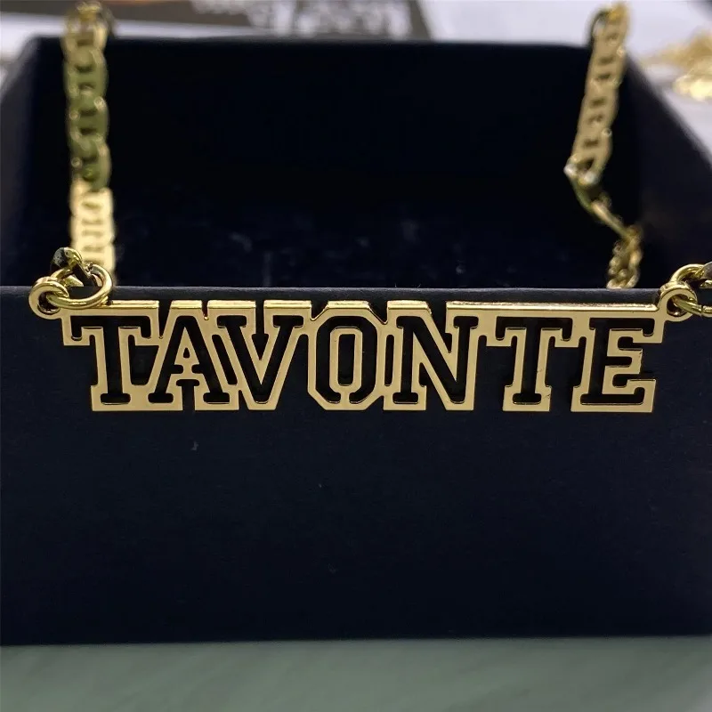 Stainless Steel Custom Name Necklace Choker Personalized Flat Chain Hollowed Out Letters Pendant Necklace for Women Men Gift
Stainless Steel Custom Name Necklace Choker Personalized Flat Chain Hollowed Out Letters Pendant Necklace for Women Men Gift
