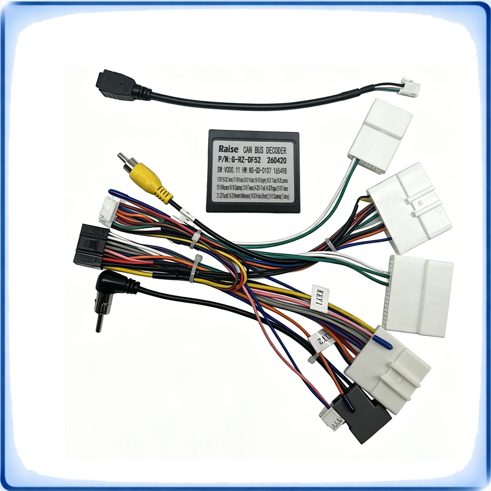 16 Pin Android Radio Wiring Harness with CANBUS Box RZ-DF52 for Nissan Versa X-Trail Qashqai Sylphy Teana Kicks
16 Pin Android Radio Wiring Harness with CANBUS Box RZ-DF52 for Nissan Versa X-Trail Qashqai Sylphy Teana Kicks