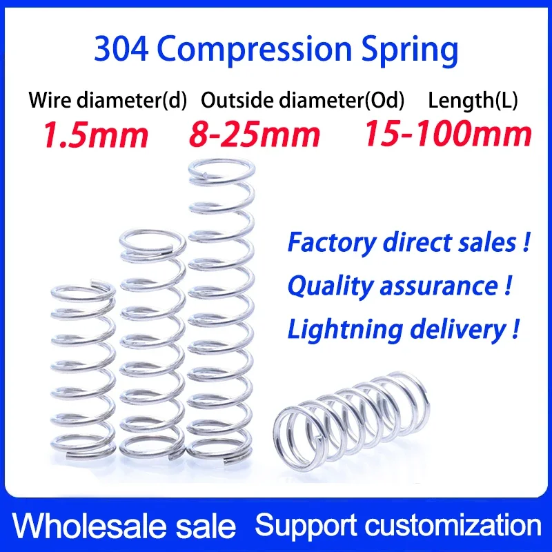 304 Stainless Steel Compression Spring Wire Diameter 1.5mm Y-Type Pressure Spring SUS Compressed Spring 10PCS
304 Stainless Steel Compression Spring Wire Diameter 1.5mm Y-Type Pressure Spring SUS Compressed Spring 10PCS