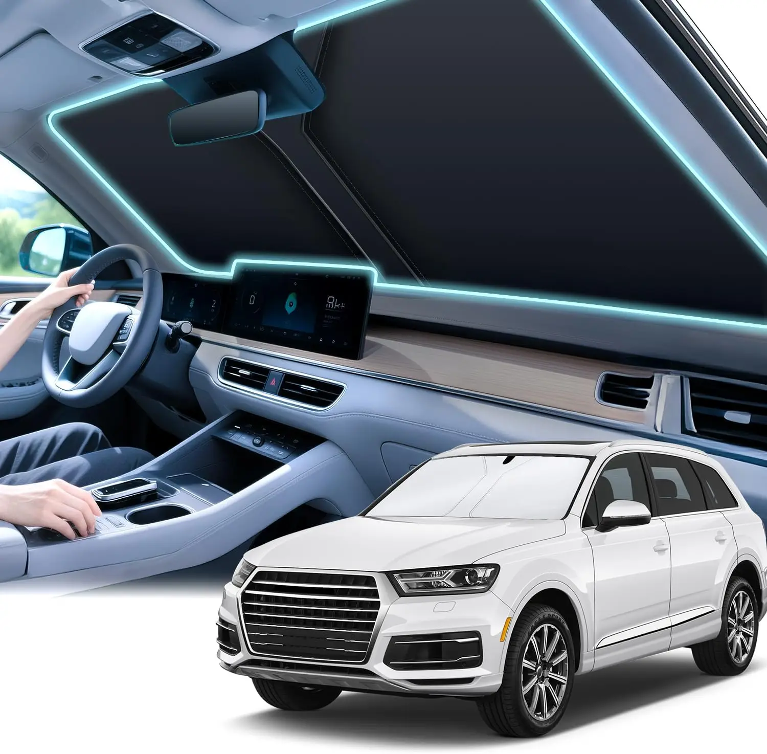 Universal Foldable Car Windshield Sun Shade, Reflective UV Protection for Most Vehicles, 55" x 26.7"
Universal Foldable Car Windshield Sun Shade, Reflective UV Protection for Most Vehicles, 55" x 26.7"