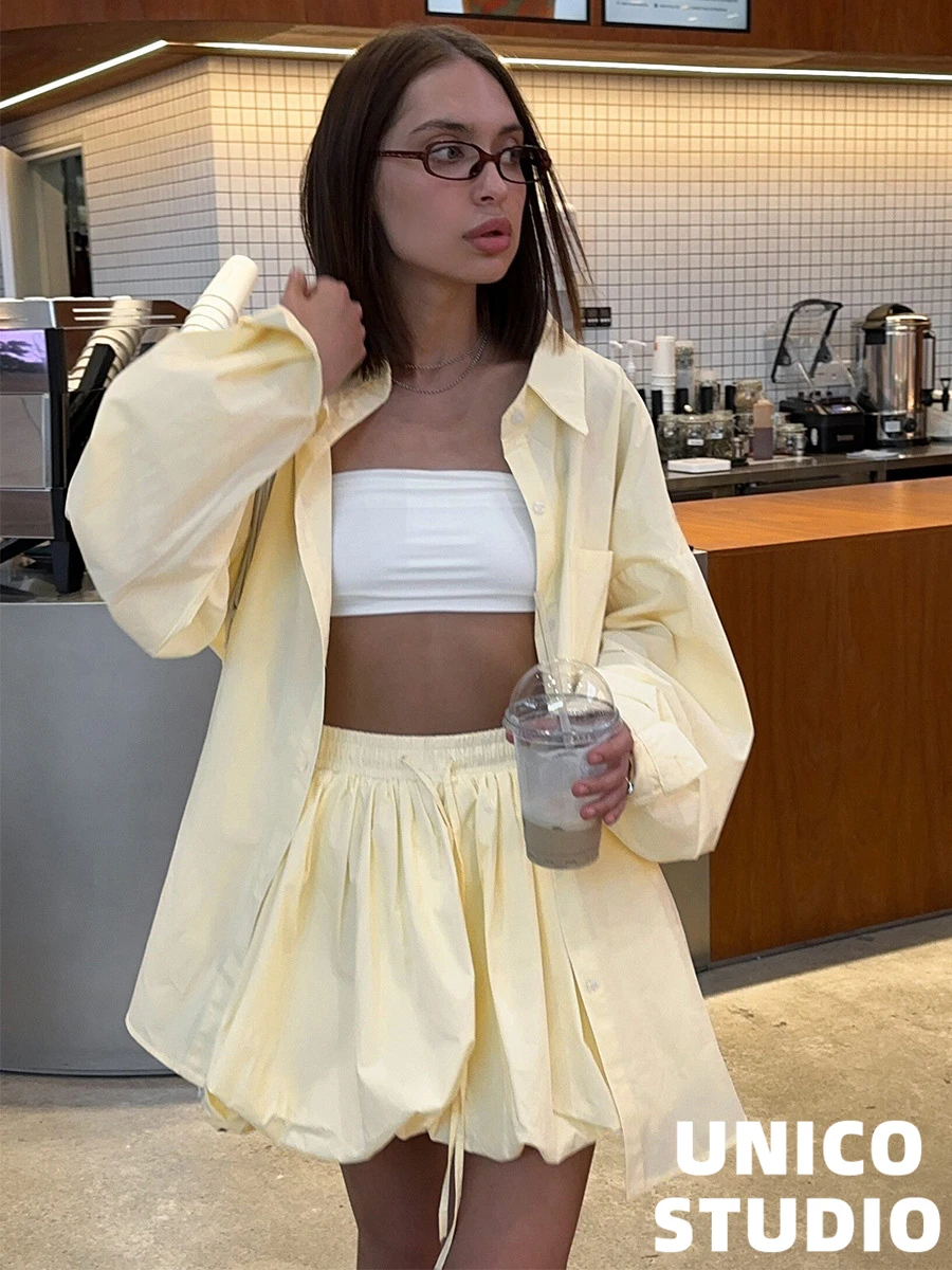 Loose Fit Long Sleeve Pure Cotton Shirt And Flower Bud Short Skirt Set Women's Fashion Spring Summer Outfit High Waist Button...
Loose Fit Long Sleeve Pure Cotton Shirt And Flower Bud Short Skirt Set Women's Fashion Spring Summer Outfit High Waist Button...