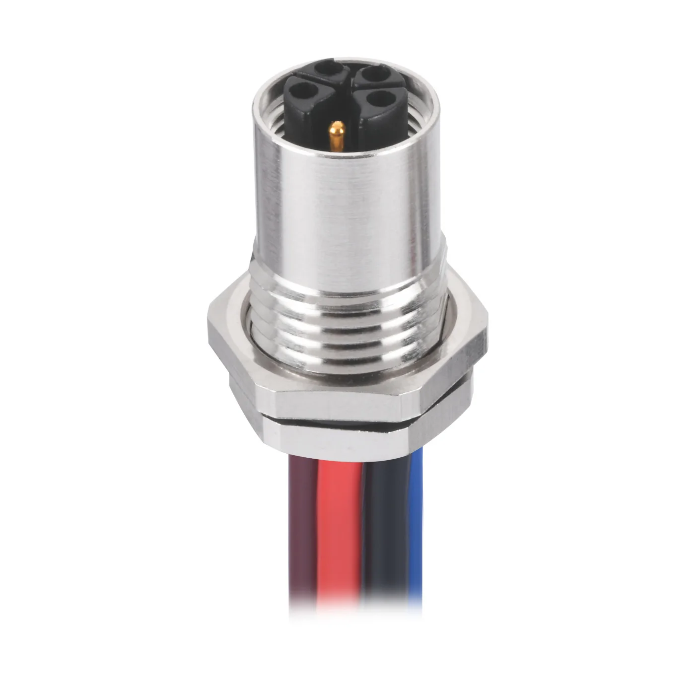 M12 K Code Female Panel Connector Brass Screw 5 Pin Front Side Fastening with 2M 16A AC Power Single Wires
M12 K Code Female Panel Connector Brass Screw 5 Pin Front Side Fastening with 2M 16A AC Power Single Wires