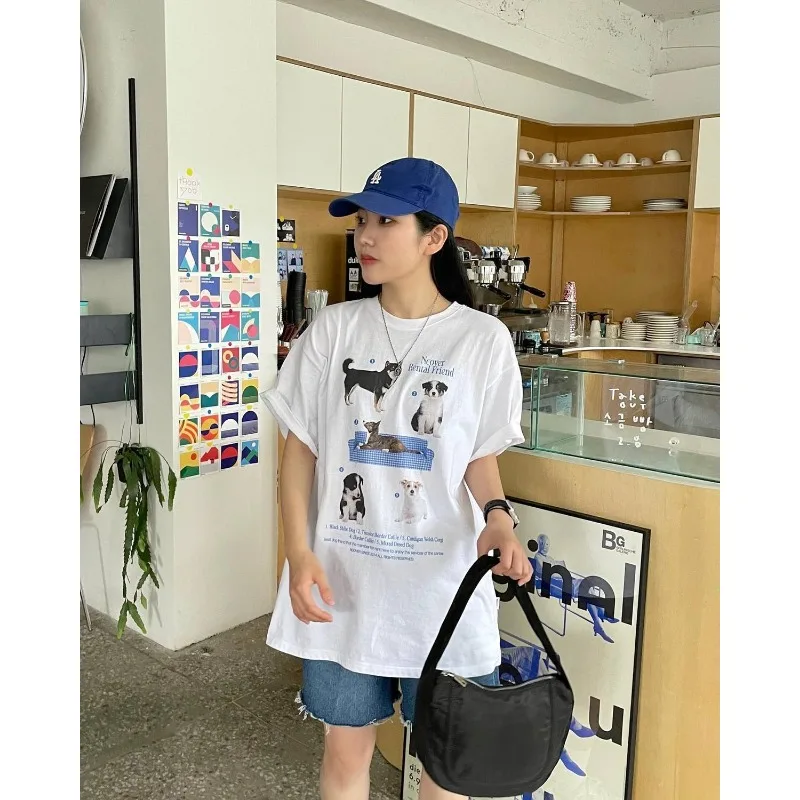 Super Cute Dog Print T-shirted for Men and Women Summer Fashion Trend Casual Comfy Pure Cotton Couple Short Sleeve Top Ins Y2k
Super Cute Dog Print T-shirted for Men and Women Summer Fashion Trend Casual Comfy Pure Cotton Couple Short Sleeve Top Ins Y2k