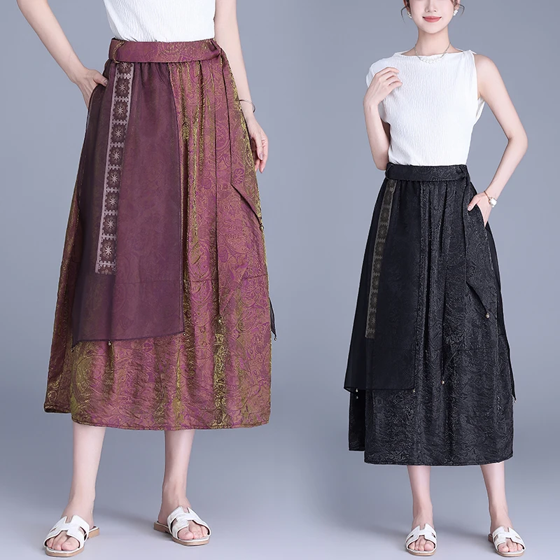plus Size Floral Embroidery Skirt Mid-Length A-Line Silhouette High Waist Elastic Waistband Commute Artistic Style Women's Skirt
plus Size Floral Embroidery Skirt Mid-Length A-Line Silhouette High Waist Elastic Waistband Commute Artistic Style Women's Skirt