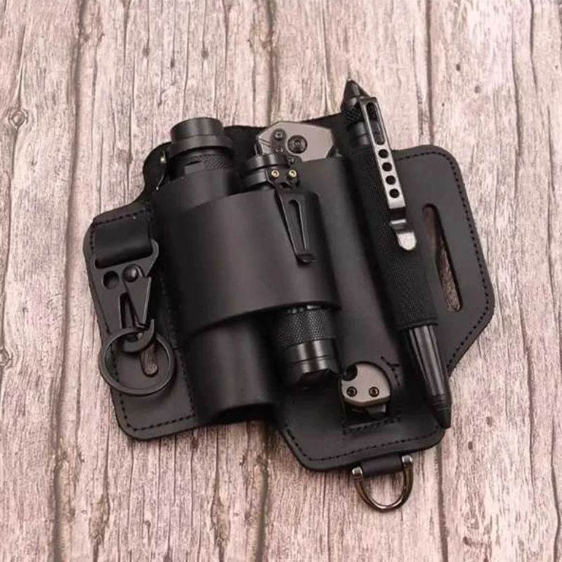 Tactical Leather Tool Holster, Black Wear-resistant Outdoor Waist Bag Flashlight Knife Protective Cover Survival Gear
Tactical Leather Tool Holster, Black Wear-resistant Outdoor Waist Bag Flashlight Knife Protective Cover Survival Gear