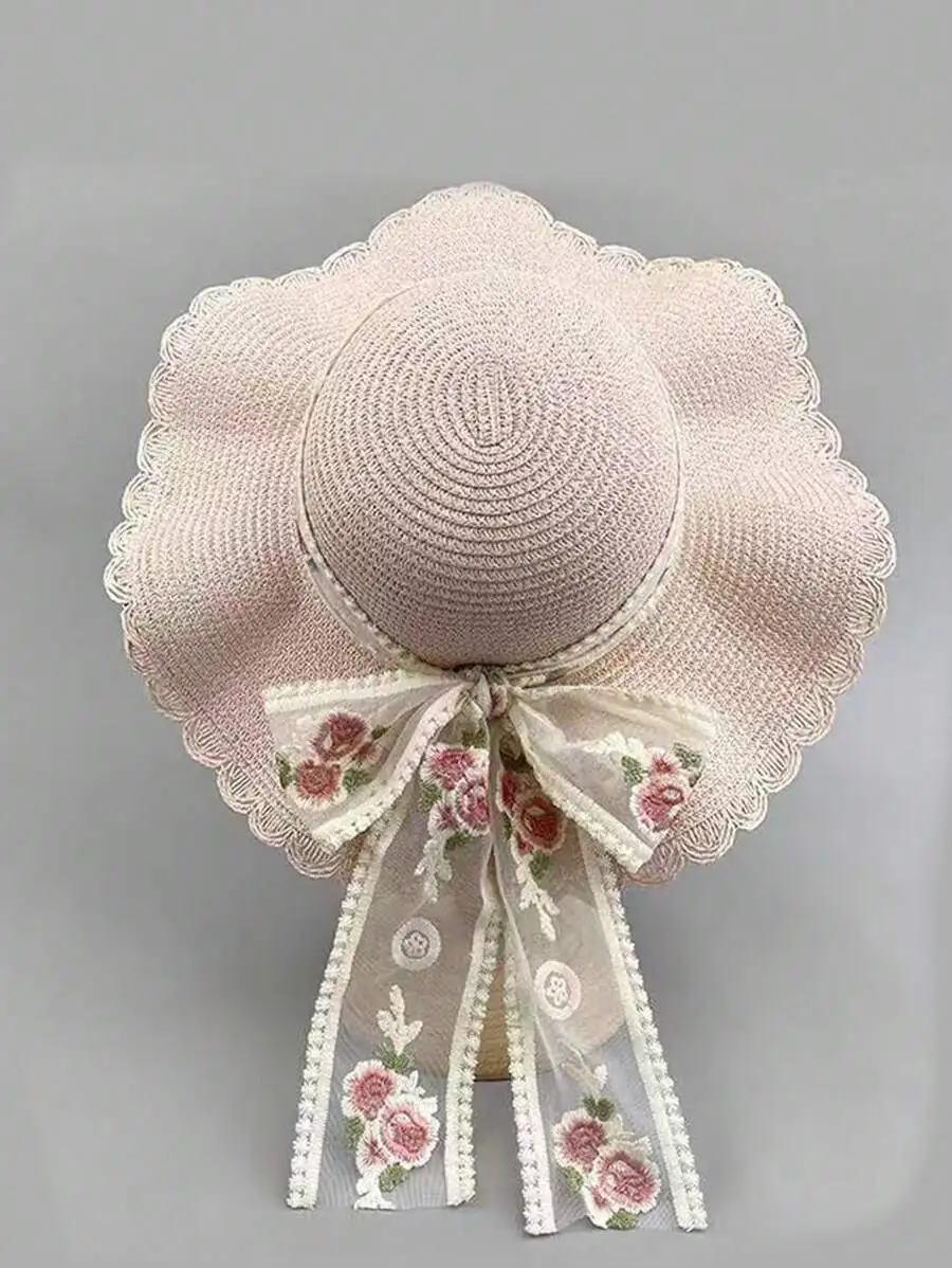 Korean Style Bowknot Floral Lace Straw Sun Hat Large Brim UV Protection Breathable For Women Summer
Korean Style Bowknot Floral Lace Straw Sun Hat Large Brim UV Protection Breathable For Women Summer