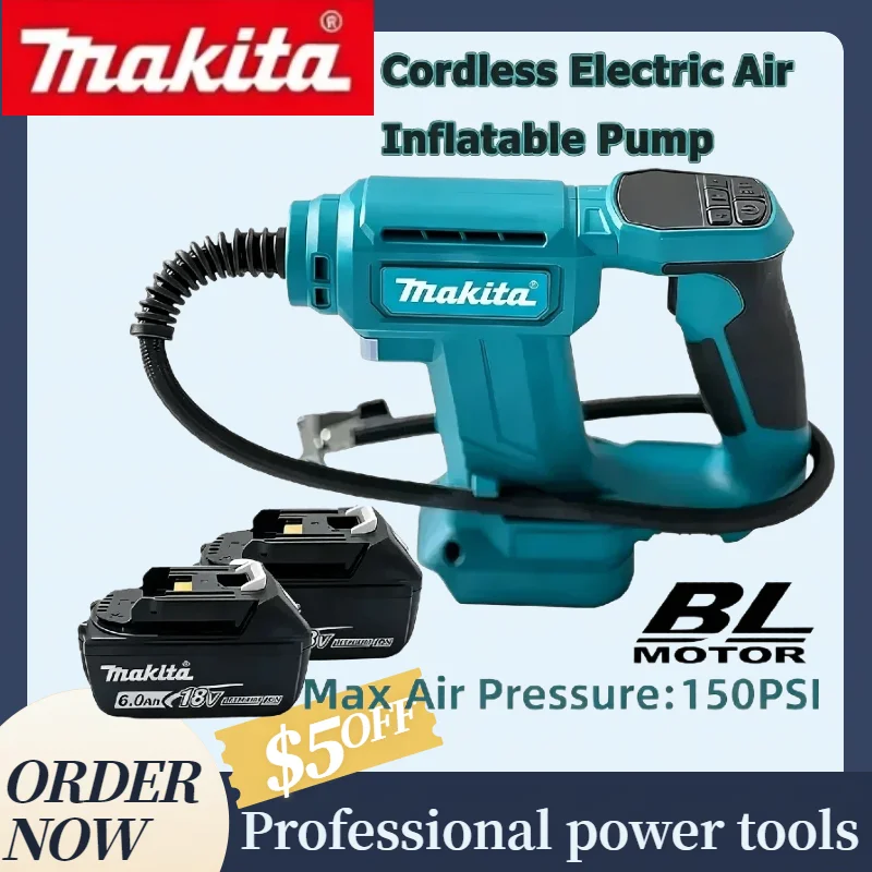 Makita Cordless Portable Air Compressor Digital Tyre Inflator Inflatable Pump Designed for 18V Series Power Tool Accessories
Makita Cordless Portable Air Compressor Digital Tyre Inflator Inflatable Pump Designed for 18V Series Power Tool Accessories