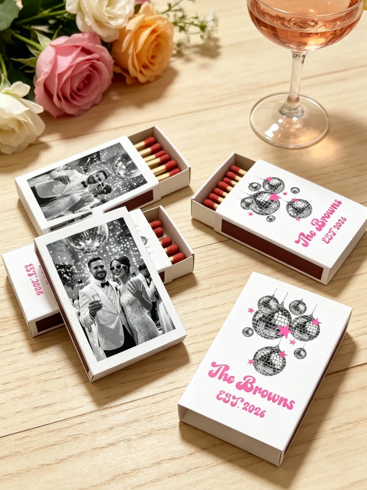 Personalized Disco Ball Matchboxes, Retro Style Custom Wedding Favors, Photo Print Matchboxes, Trendy Disco Wedding Decor
Personalized Disco Ball Matchboxes, Retro Style Custom Wedding Favors, Photo Print Matchboxes, Trendy Disco Wedding Decor