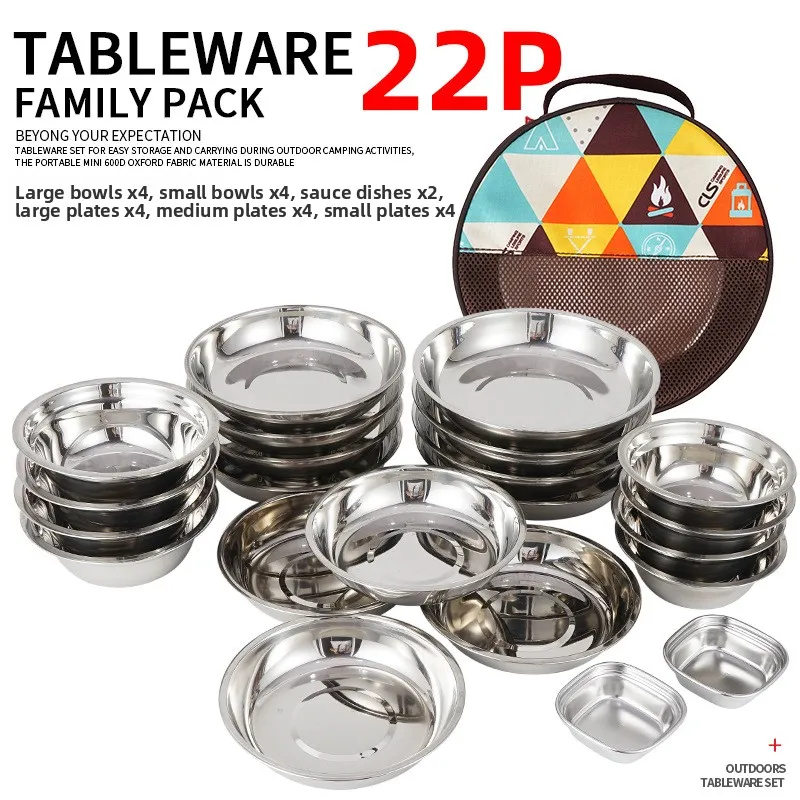 Portable Outdoor Camping BBQ Dish Set 22-Piece Self-Driving Travel Dinner Plate Bowl Bowl Set Stainless Steel Utensils
Portable Outdoor Camping BBQ Dish Set 22-Piece Self-Driving Travel Dinner Plate Bowl Bowl Set Stainless Steel Utensils
