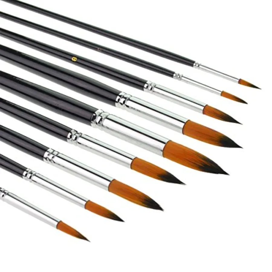 9pcs Round Pointed Tip Pony Hair Artists Filbert Paintbrushes, Watercolor Paint Brush Set Acrylic Oil Painting Brush Black
9pcs Round Pointed Tip Pony Hair Artists Filbert Paintbrushes, Watercolor Paint Brush Set Acrylic Oil Painting Brush Black
