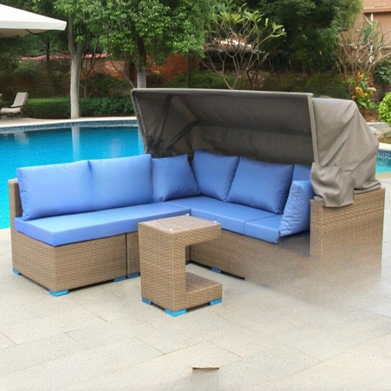 Outdoor sofa rattan chair combination courtyard leisure rattan with canopy outdoor garden terrace sun room balcony rattan sofa 
Outdoor sofa rattan chair combination courtyard leisure rattan with canopy outdoor garden terrace sun room balcony rattan sofa
