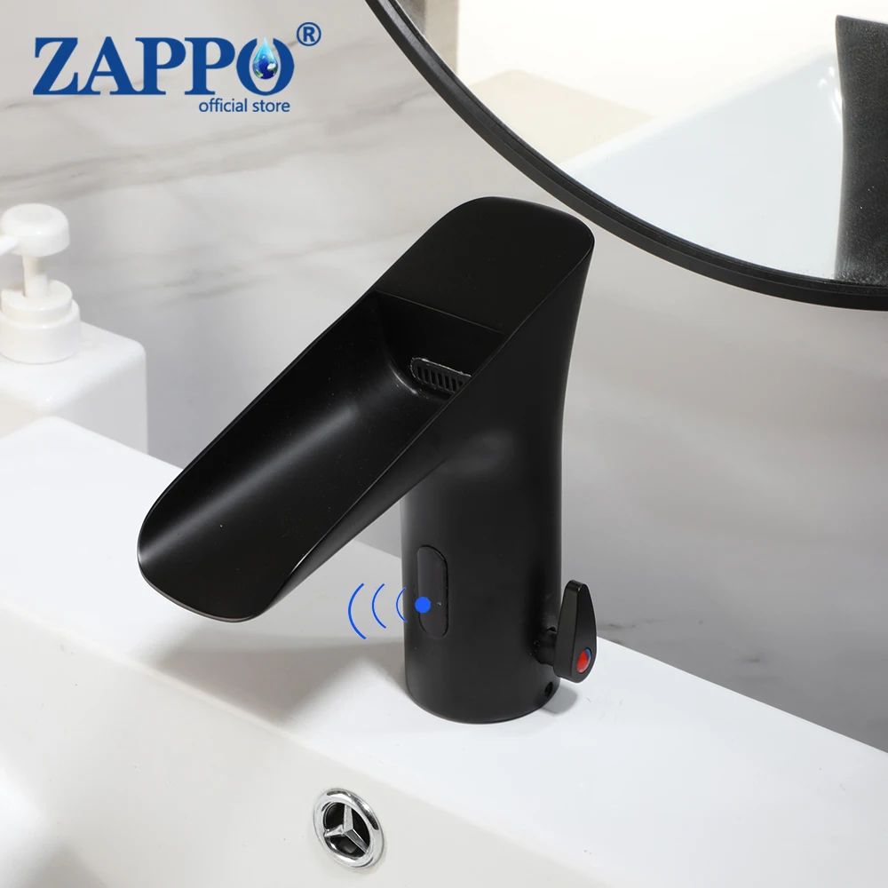 ZAPPO Black Touchless Bathroom Faucet Waterfall Automatic Sensor Faucets Battery or 110V AC Operated Hot Cold Water Mixer Tap
ZAPPO Black Touchless Bathroom Faucet Waterfall Automatic Sensor Faucets Battery or 110V AC Operated Hot Cold Water Mixer Tap
