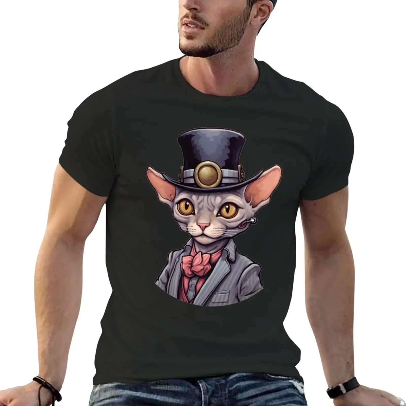 Elegant Sphynx Cat in Hat T-Shirt kawaii clothes graphics slim fit t shirts for men
Elegant Sphynx Cat in Hat T-Shirt kawaii clothes graphics slim fit t shirts for men