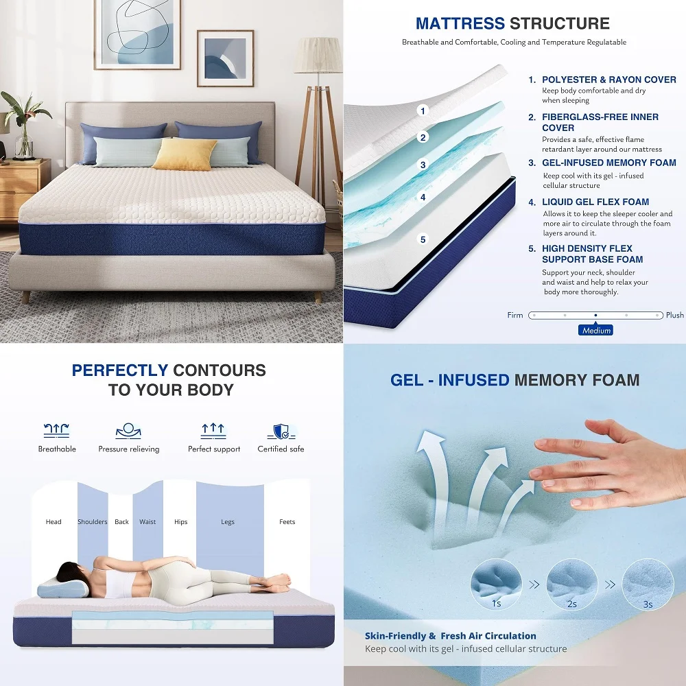 Full Size Mattress, 10 Inch Hybrid Full Mattress Bed in a Box, Medium Firm, Individually Wrapped Spring, Fiberglass Free, Press
Full Size Mattress, 10 Inch Hybrid Full Mattress Bed in a Box, Medium Firm, Individually Wrapped Spring, Fiberglass Free, Press