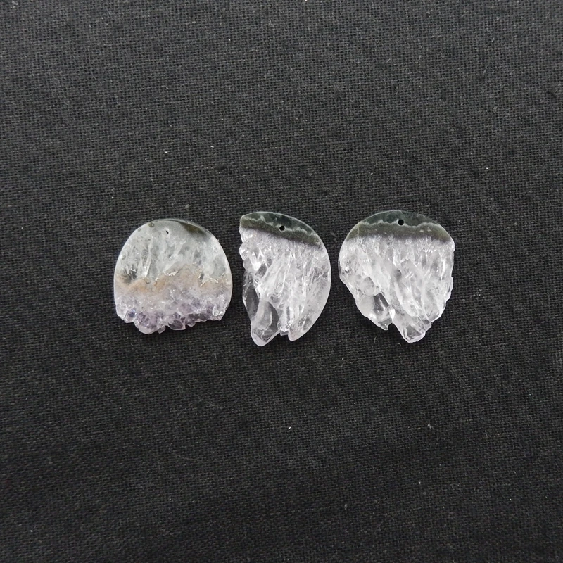 3PCS Natural Druzy Amethyst Nugget Pendant Beads Set 27x19x3mm & 23x4mm Front Drilled for DIY Fashion Jewelry Earrings Accessori
3PCS Natural Druzy Amethyst Nugget Pendant Beads Set 27x19x3mm & 23x4mm Front Drilled for DIY Fashion Jewelry Earrings Accessori