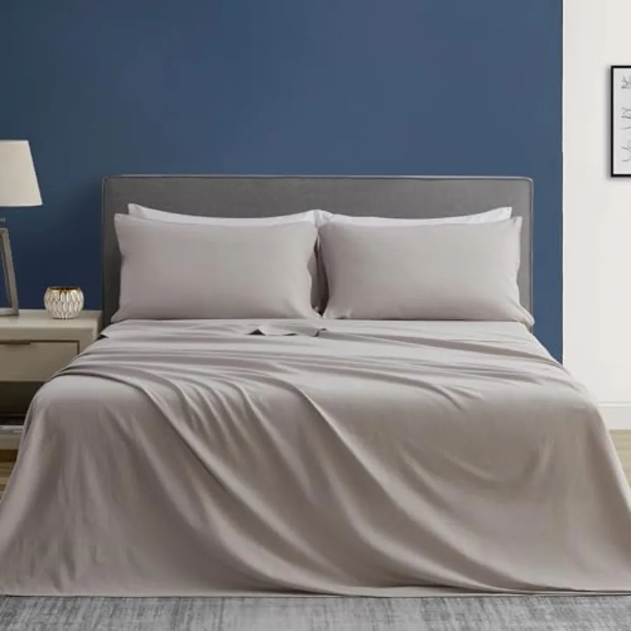 Sheets Set Solid Color, Soft Breathable Sheets Set 4 PCs, Hypoallergenic French Cotton Blend Bedding for Hot Sleepers 1 Flat Sh
Sheets Set Solid Color, Soft Breathable Sheets Set 4 PCs, Hypoallergenic French Cotton Blend Bedding for Hot Sleepers 1 Flat Sh