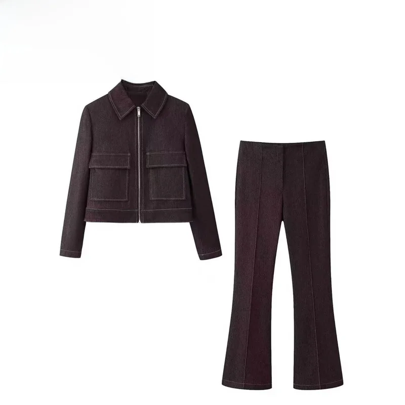 Fashionable Women's Outfit with Pockets Flared Pants Long Sleeve Short Coat Spring Season Long Pants Two-Piece Set Student Sc...
Fashionable Women's Outfit with Pockets Flared Pants Long Sleeve Short Coat Spring Season Long Pants Two-Piece Set Student Sc...