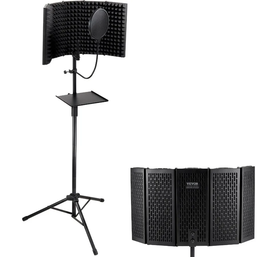 Microphone Isolation Shield 5Panel Studio Rrding Foldable Mic Sound Shield with Pop Filter Floor Tripod Stand 3 8'' to 5 8'' M
Microphone Isolation Shield 5Panel Studio Rrding Foldable Mic Sound Shield with Pop Filter Floor Tripod Stand 3 8'' to 5 8'' M