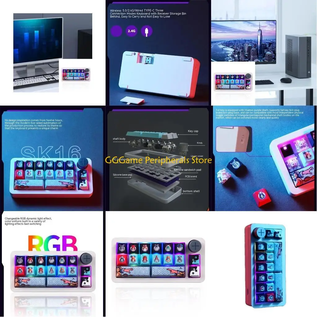 U55B 16 Programmable Keyboard 2.4G Bluetooth-compatible Wireless Keyboard
U55B 16 Programmable Keyboard 2.4G Bluetooth-compatible Wireless Keyboard