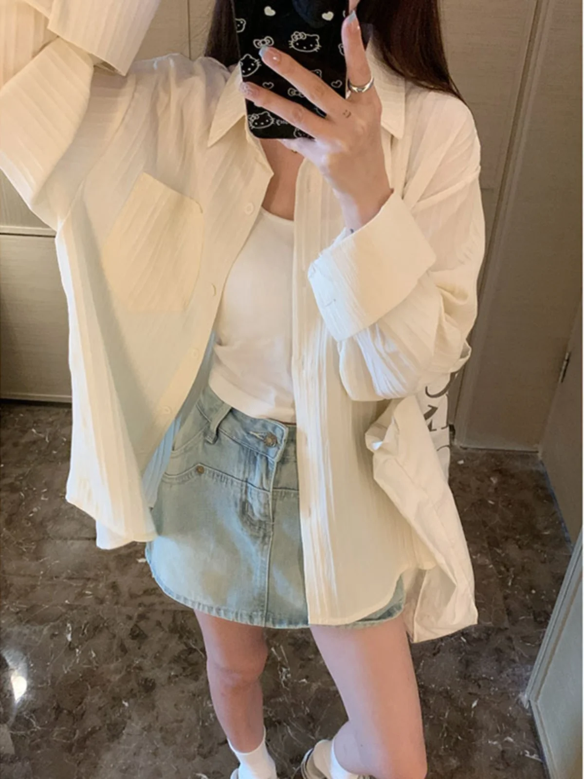 Loose Long Sleeve Neck Shirt Women's Summer Thin Striped Sun Protection Casual Fashion plus Size Korean Style Blouse
Loose Long Sleeve Neck Shirt Women's Summer Thin Striped Sun Protection Casual Fashion plus Size Korean Style Blouse