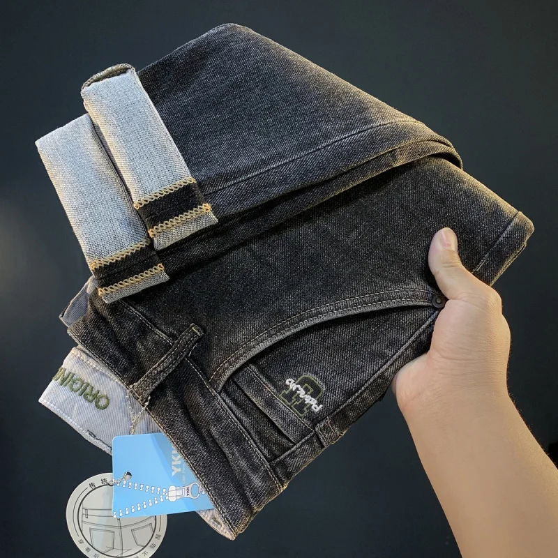 Потертые черные джинсы, мужские осенние трендовые новые эластичные мужские брюки с вышивкой, маленькие брюки
Потертые черные джинсы, мужские осенние трендовые новые эластичные мужские брюки с вышивкой, маленькие брюки