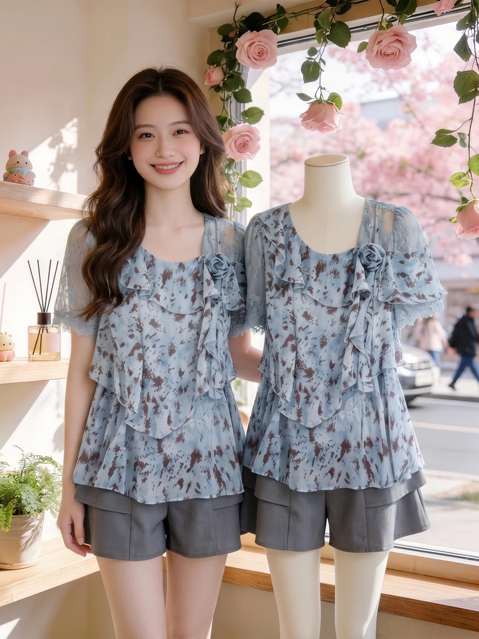 Fashionable Short Sleeve Printed Shirt Women's Top Breathable Lightweight Commute Style High Waist Shorts Summer Outfit
Fashionable Short Sleeve Printed Shirt Women's Top Breathable Lightweight Commute Style High Waist Shorts Summer Outfit