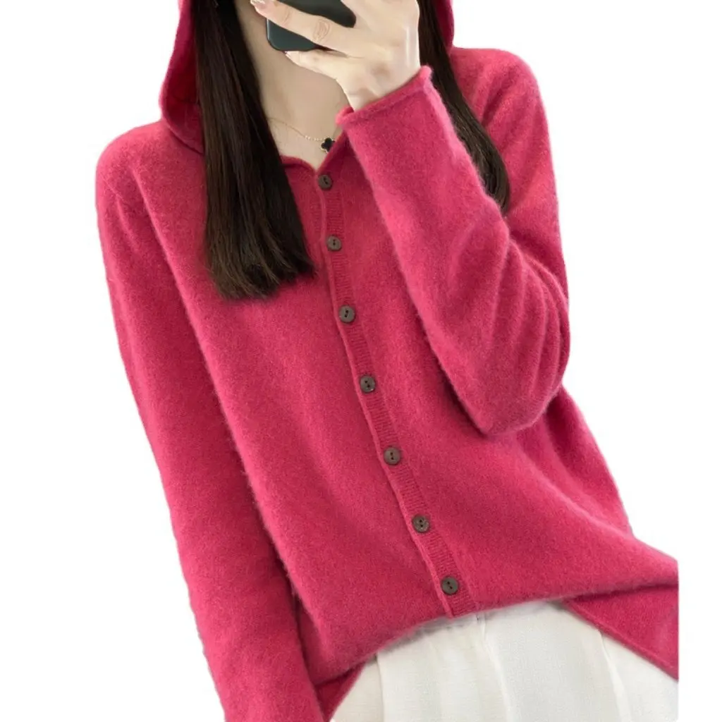 Women's Australian Merino 100% Pure Wool Seamless Hooded Cardigan Cashmere Knitwear Jacket First-Line Ready-To-Wear
Women's Australian Merino 100% Pure Wool Seamless Hooded Cardigan Cashmere Knitwear Jacket First-Line Ready-To-Wear