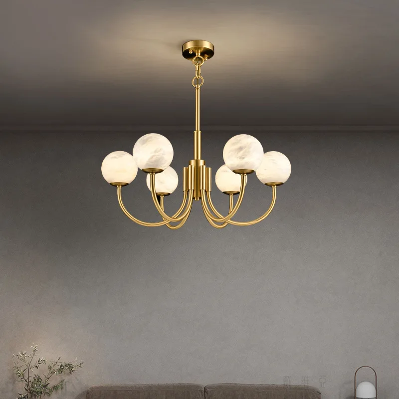 Modern Spanish Marble Chandelier Alabaster Lampshade Light Luxury Brass Living Room Dining Room Villa Ceiling Hanging Lighting
Modern Spanish Marble Chandelier Alabaster Lampshade Light Luxury Brass Living Room Dining Room Villa Ceiling Hanging Lighting