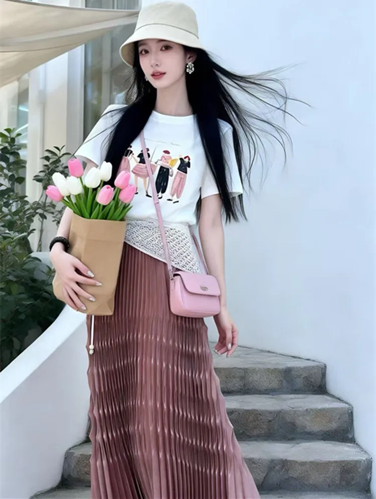 Customization European women's clothing - New summer styles for 2026 Short-sleeved cartoon character T-shirt Pleated skirt set
Customization European women's clothing - New summer styles for 2026 Short-sleeved cartoon character T-shirt Pleated skirt set