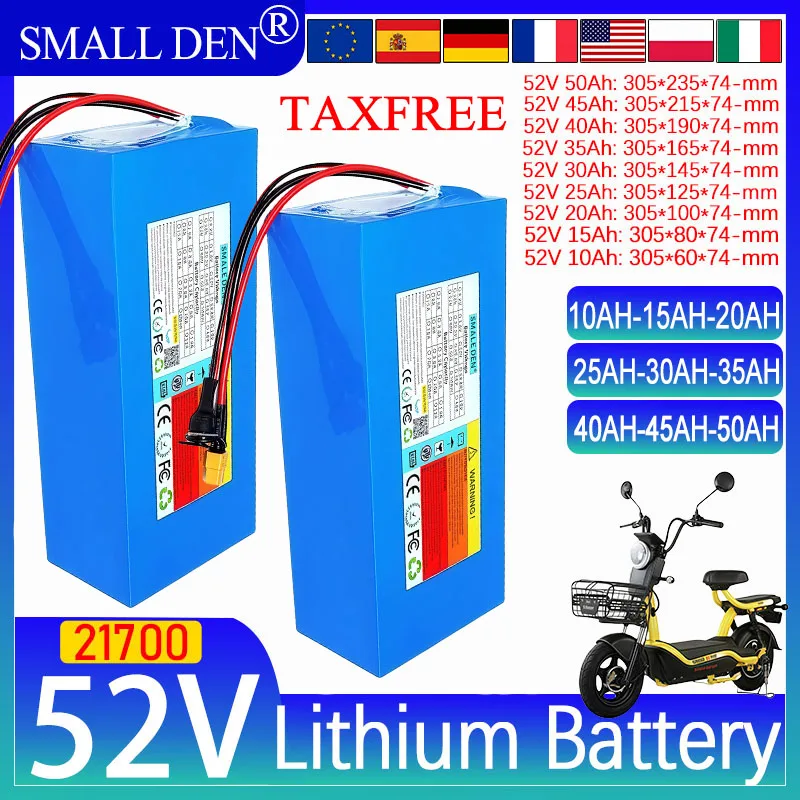 52V 50Ah 45Ah 40Ah 35Ah 30Ah 25Ah 20Ah 15Ah 10Ah 21700 Lithium battery pack 0-2000W High power For E-motorcycle scooter Cell
52V 50Ah 45Ah 40Ah 35Ah 30Ah 25Ah 20Ah 15Ah 10Ah 21700 Lithium battery pack 0-2000W High power For E-motorcycle scooter Cell