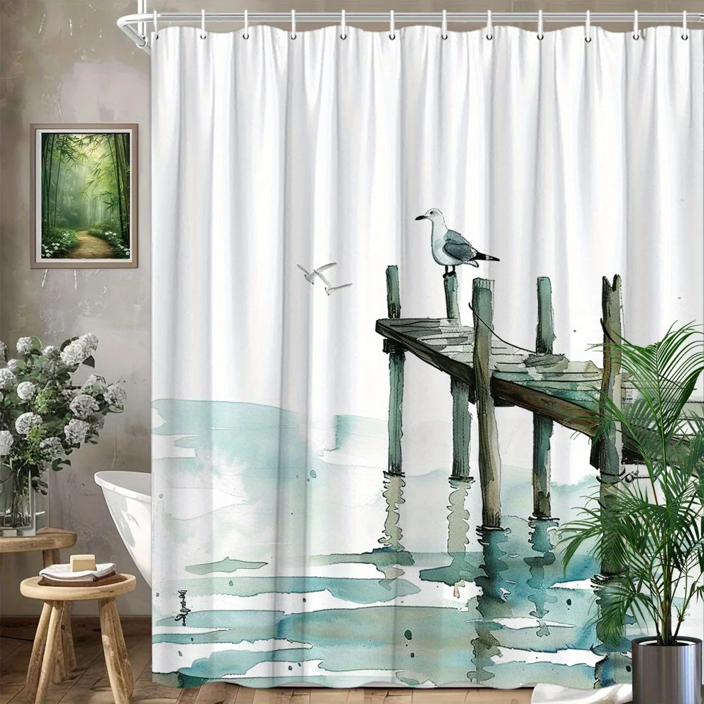 "Watercolor Dock Shower Curtain - Seagull & Ocean Design | Waterproof Bathroom Decor for Coastal Home Décor Lovers"
"Watercolor Dock Shower Curtain - Seagull & Ocean Design | Waterproof Bathroom Decor for Coastal Home Décor Lovers"