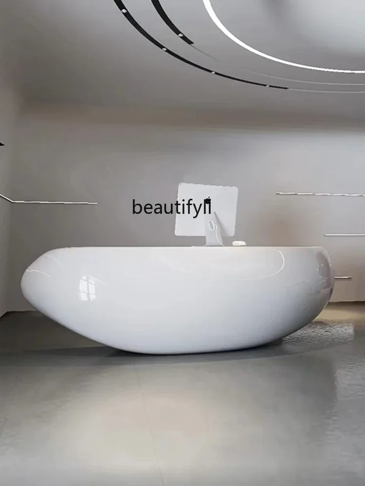 Paint company beauty salon checkout page special-shaped reception desk table stylish simple furniture can be customized
Paint company beauty salon checkout page special-shaped reception desk table stylish simple furniture can be customized