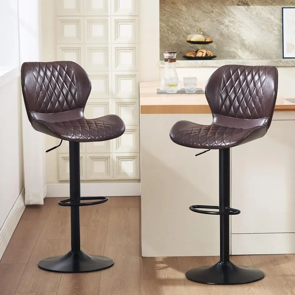 Set of 2 Swivel Counter Height Bar Stools, Adjustable Leatherette Seats with Back Support for Kitchen Island or Bar
Set of 2 Swivel Counter Height Bar Stools, Adjustable Leatherette Seats with Back Support for Kitchen Island or Bar