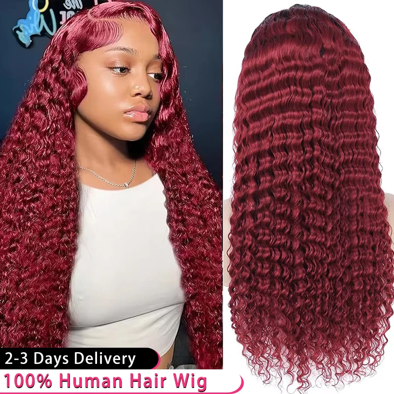 99J Burgundy 13x6 Deep Wave Transparent Lace Front Wig Pre Plucked 13x4 220Density Lace Frontal Human Hair Wigs For Black Women
99J Burgundy 13x6 Deep Wave Transparent Lace Front Wig Pre Plucked 13x4 220Density Lace Frontal Human Hair Wigs For Black Women