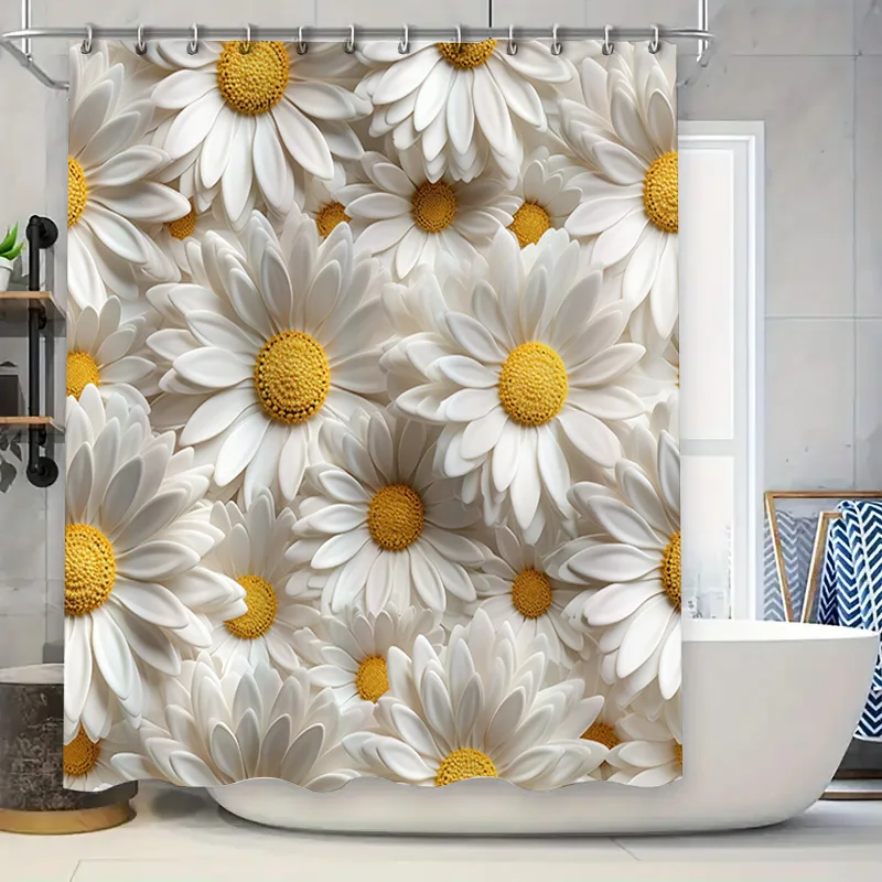 Белая занавеска для душа с изображением ромашки, 3D цветы, домашний декор, водонепроницаемый коврик для купания, чехол для украшения ванной комнаты, белый, желтый, струящийся
Белая занавеска для душа с изображением ромашки, 3D цветы, домашний декор, водонепроницаемый коврик для купания, чехол для украшения ванной комнаты, белый, желтый, струящийся