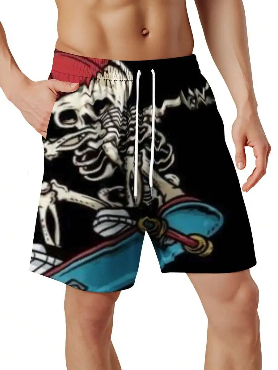Pirate Skeleton Print Mens Beach Shorts Summer Board Shorts With Drawstring
Pirate Skeleton Print Mens Beach Shorts Summer Board Shorts With Drawstring