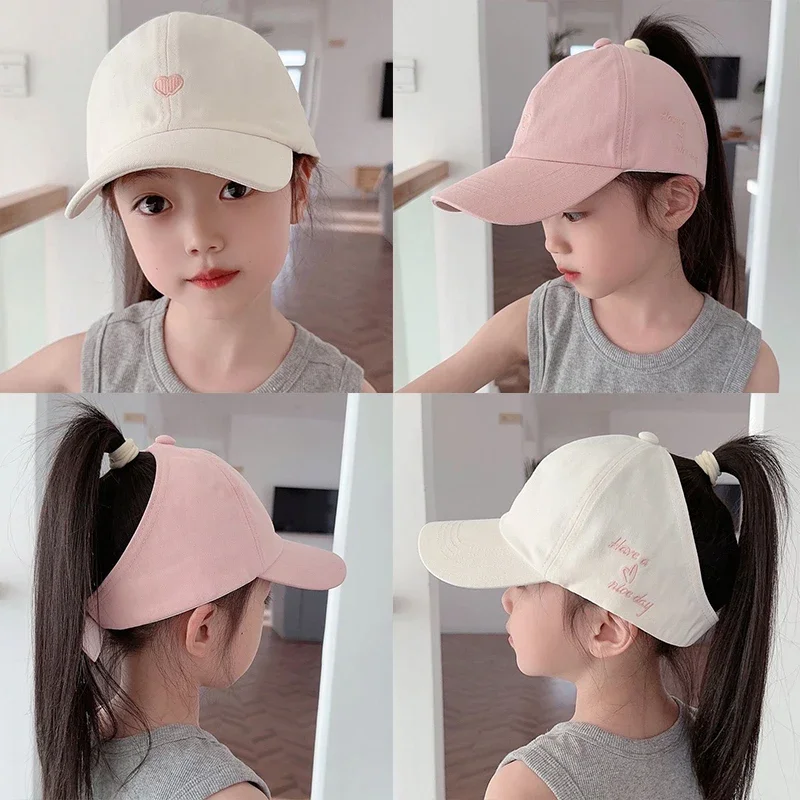 Summer Children Sun Hat Girls Ponytail Duckbill Hats 5-10Year Kids Empty Top Baseball Cap Embroidery Love Baby Sunshade Visors
Summer Children Sun Hat Girls Ponytail Duckbill Hats 5-10Year Kids Empty Top Baseball Cap Embroidery Love Baby Sunshade Visors